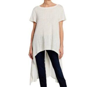 Dubgee by Whoopi Short Sleeve Hi-lo Slub Knit Tunic in Cream Lagenlook Women's M
